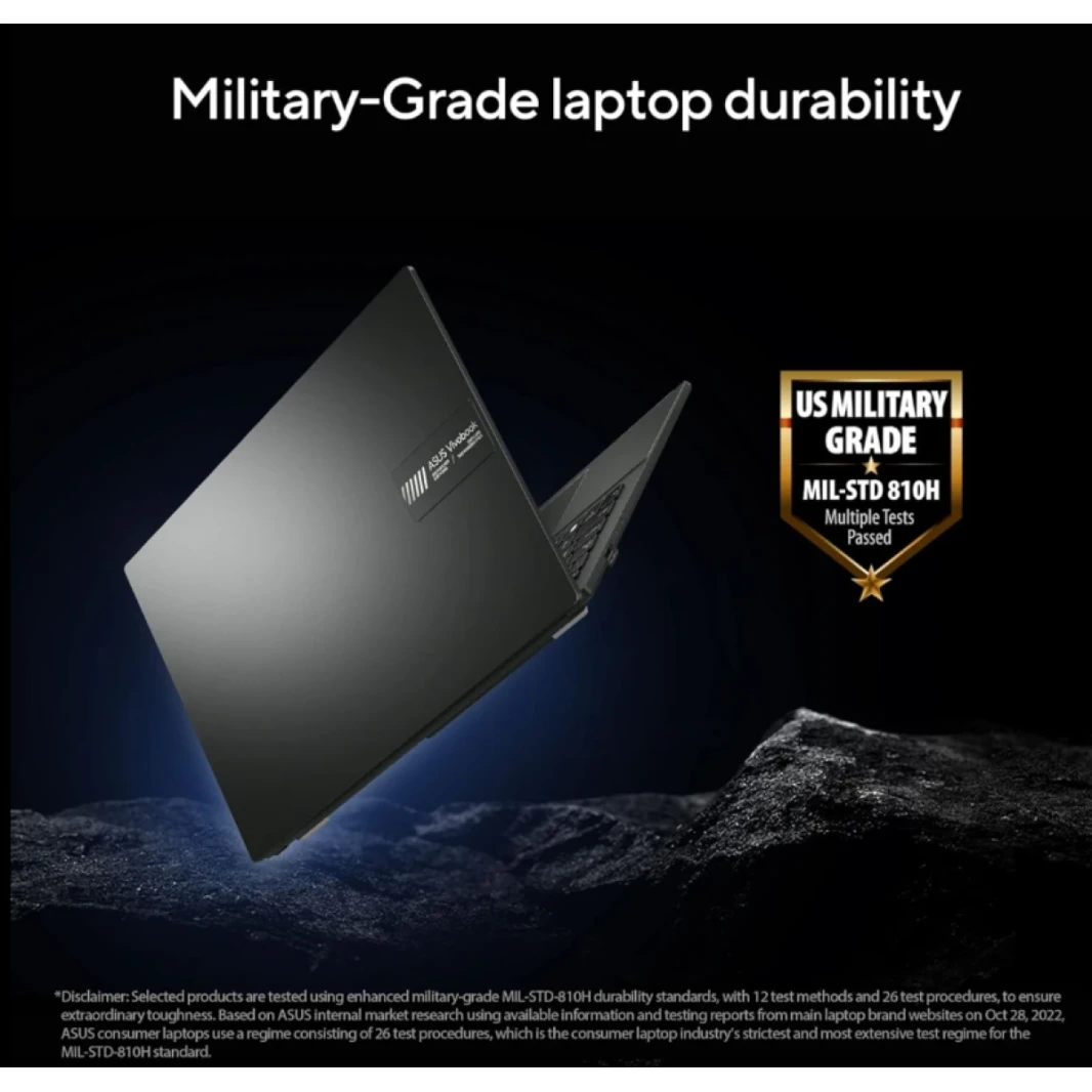 Laptop ASUS Vivobook 16 Ryzen™ 7 7730U 16.0" FHD+ Slim military-grade standard 16GB DDR4 Customized - Indie Black 7th Generation
