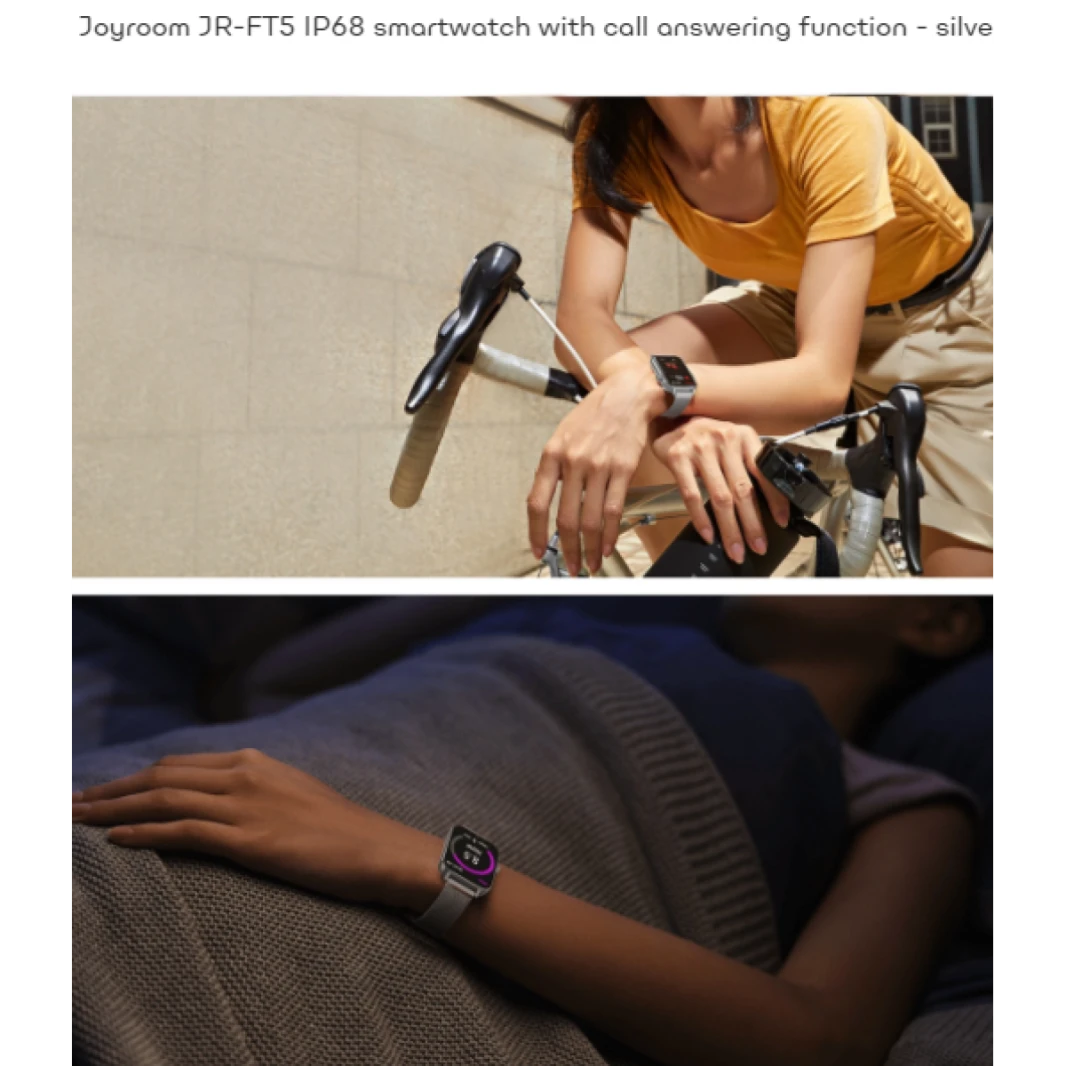 JOYROOM JR-FT5 Fit-Life Series Smart Watch (Answer/Make Call) Black Apple IOS, Android - Silver - 18 Months Warranty