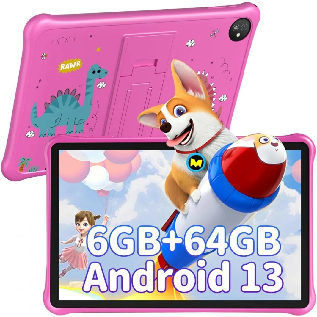 Blackview Kids Tablet 10 inch Tab30Kids, 6+64GB Tablet for Kids, WIFI6, Android 13 Kids Tablets with Parental Control Mode, 5100mAh 10W Fast charger, Widevine L1 Toddler Tablet, Kid-Proof(Pink)