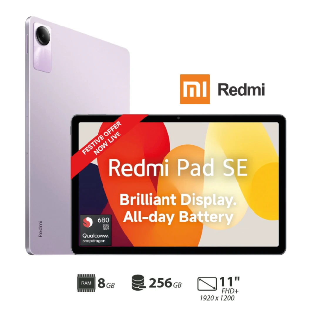 Tab Redmi Pad SE Qualcomm Snapdragon 680  11" FHD+ 90Hz Refresh Rate Display 8GB Ram 256GB Storage Dolby Atmos Quad Speakers - Purple