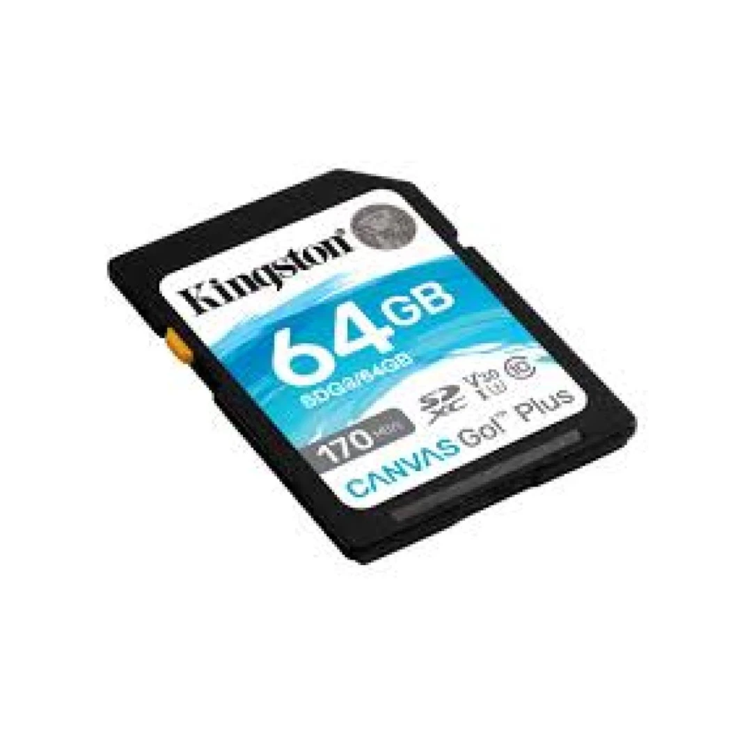 Kingston Memory Card 64GB SDXC Canvas Go Plus 170R C10 UHS-I U3 V30