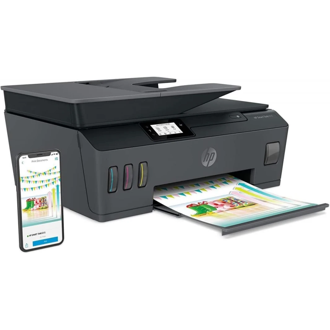 HP Smart Tank 615 Wireless, Print, Copy, Scan, Fax, Automated Document Feeder, All In One Printer Up-to 3 Years Of Ink Included In The Box - Black