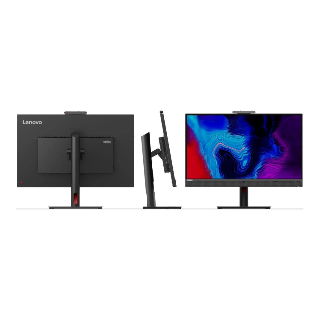 Lenovo ThinkVision T27hv-30 27" IPS 2K 75Hz E-Meeting Monitor Built In 5MP IR+RGB Webcam & Speakers & Mic 16.7 / HDMI 2.1, DP, USB C & USB Hub Adjustable Stand