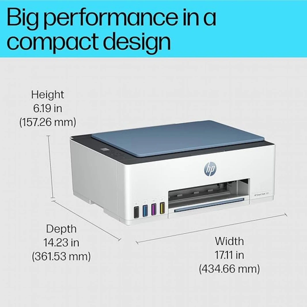 HP Smart Tank 585 All-in-One Printer ,Ink Color Black & Colour, Wi-Fi / Bluetooth, Up to 12,000 black pages and 6,000 color pages