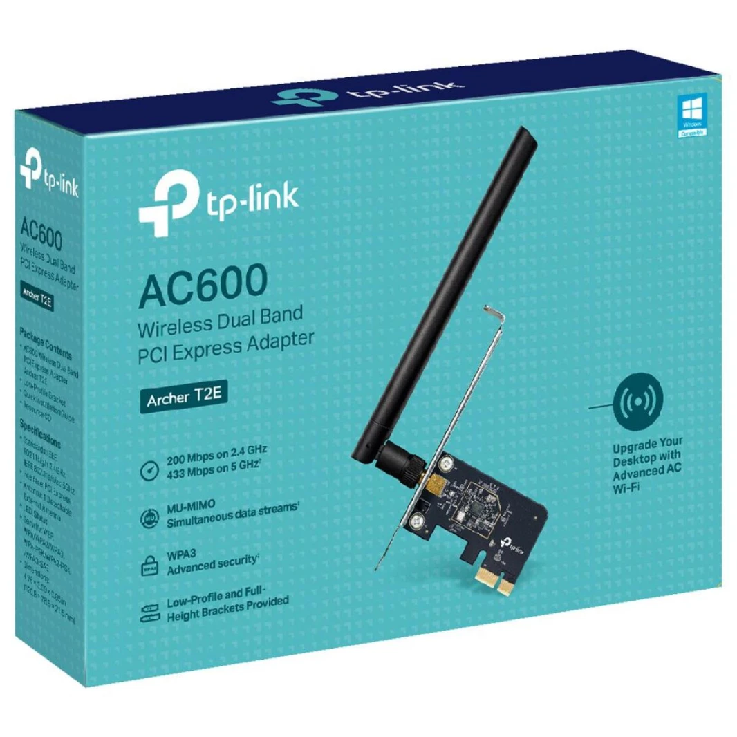 TP-Link Archer T2E AC600 PCIe WiFi Card Dual Band Wireless High  High-Gain Antenna, MU-MIMO, WPA3, Low Profile - Antenna