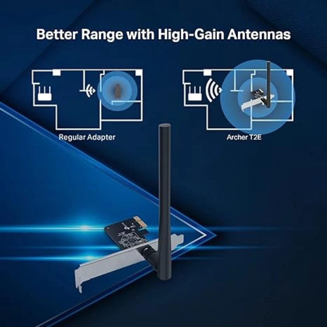 TP-Link Archer T2E AC600 PCIe WiFi Card Dual Band Wireless High  High-Gain Antenna, MU-MIMO, WPA3, Low Profile - Antenna
