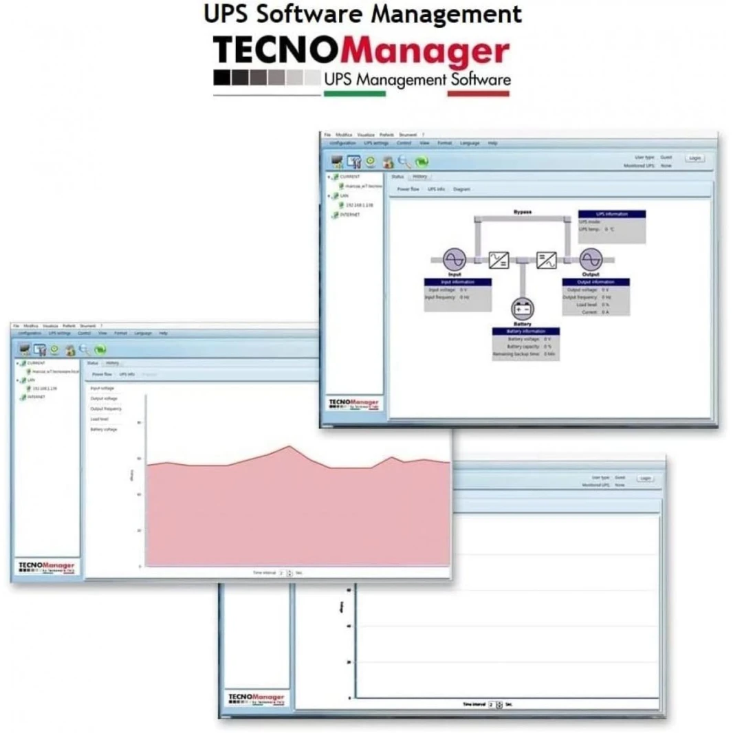 Tecnoware ERA PLUS 1200 TOGETHER ON UPS - Uninterruptible Power Supply - 2 universal output sockets - Autonomy up to 20 min with 1 PC or 60 min with Modem Router - Power 1200 VA