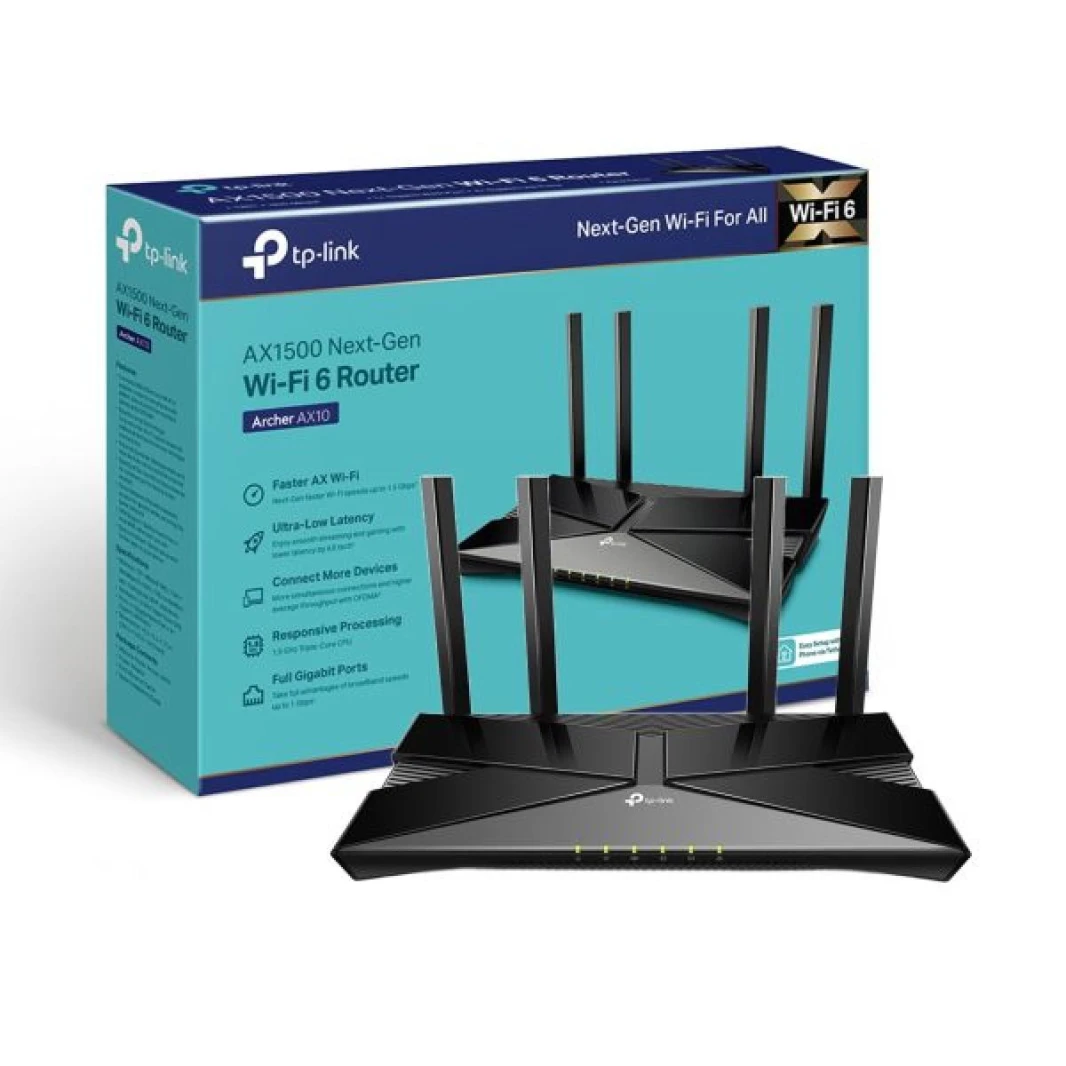 TP-Link Smart WiFi 6 Router Archer AX10 – Up to 1501Mb/s Router 802.11ax, 4x Antennas 4x Lan Ports, 2.4 & 5 Ghz, MU-MIMO, Parental Controls, High-Performance- 1 Year Warranty