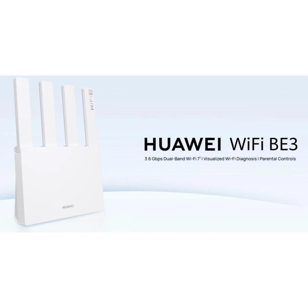 HUAWEI WiFi BE3 Extremely Fast Wi-Fi 7 With 3.6 Gbps BE3600 Dual-Band Router, WAN/LAN Auto Adaptation (1x2.5GE, 3xGE), EasySetting