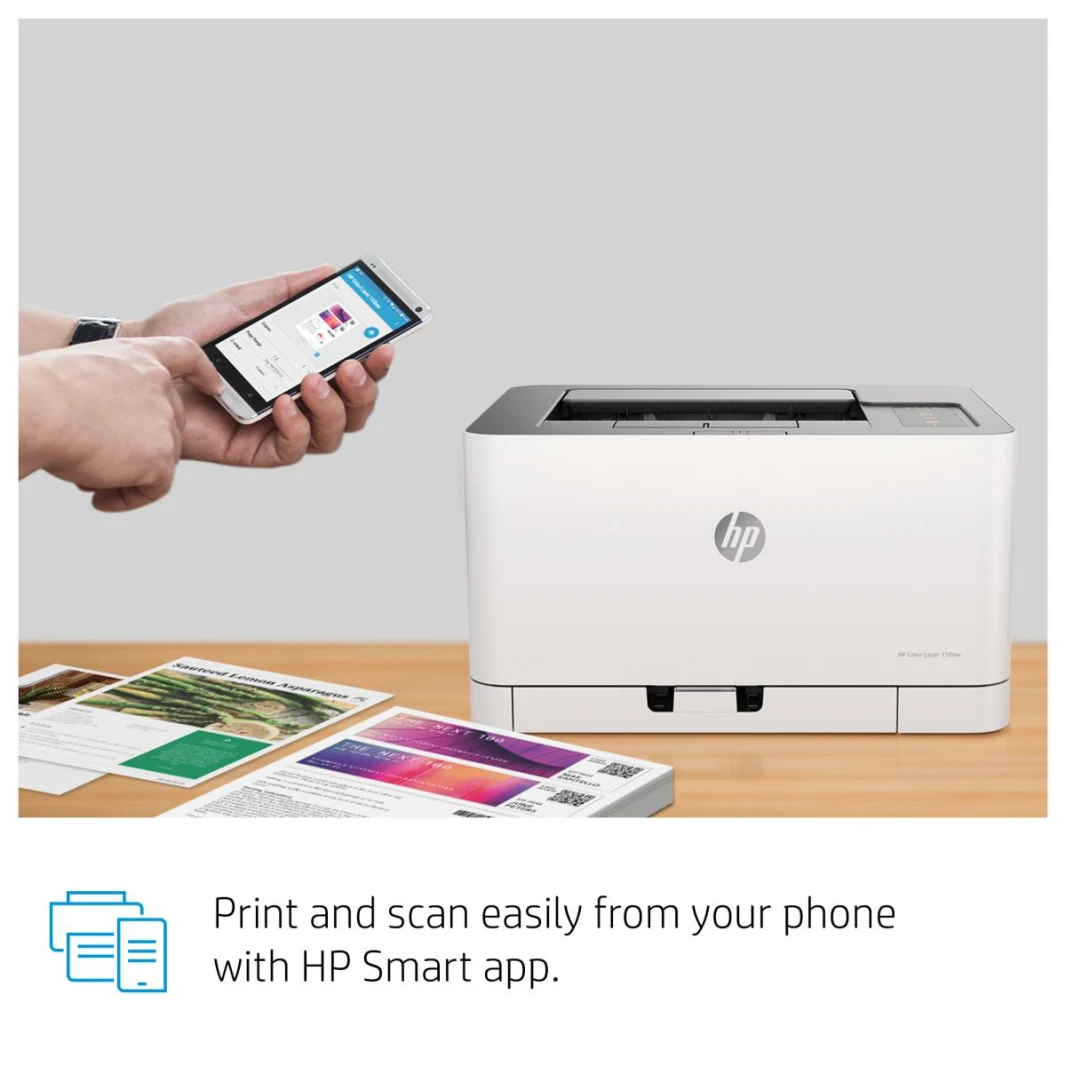 Printer HP 150NW Color Laser Black 18 ppm Color 4 ppm. Network ready, Wi-Fi, cartridges deliver up to 1000 pages black, 700 pages colour 1 Year Warranty