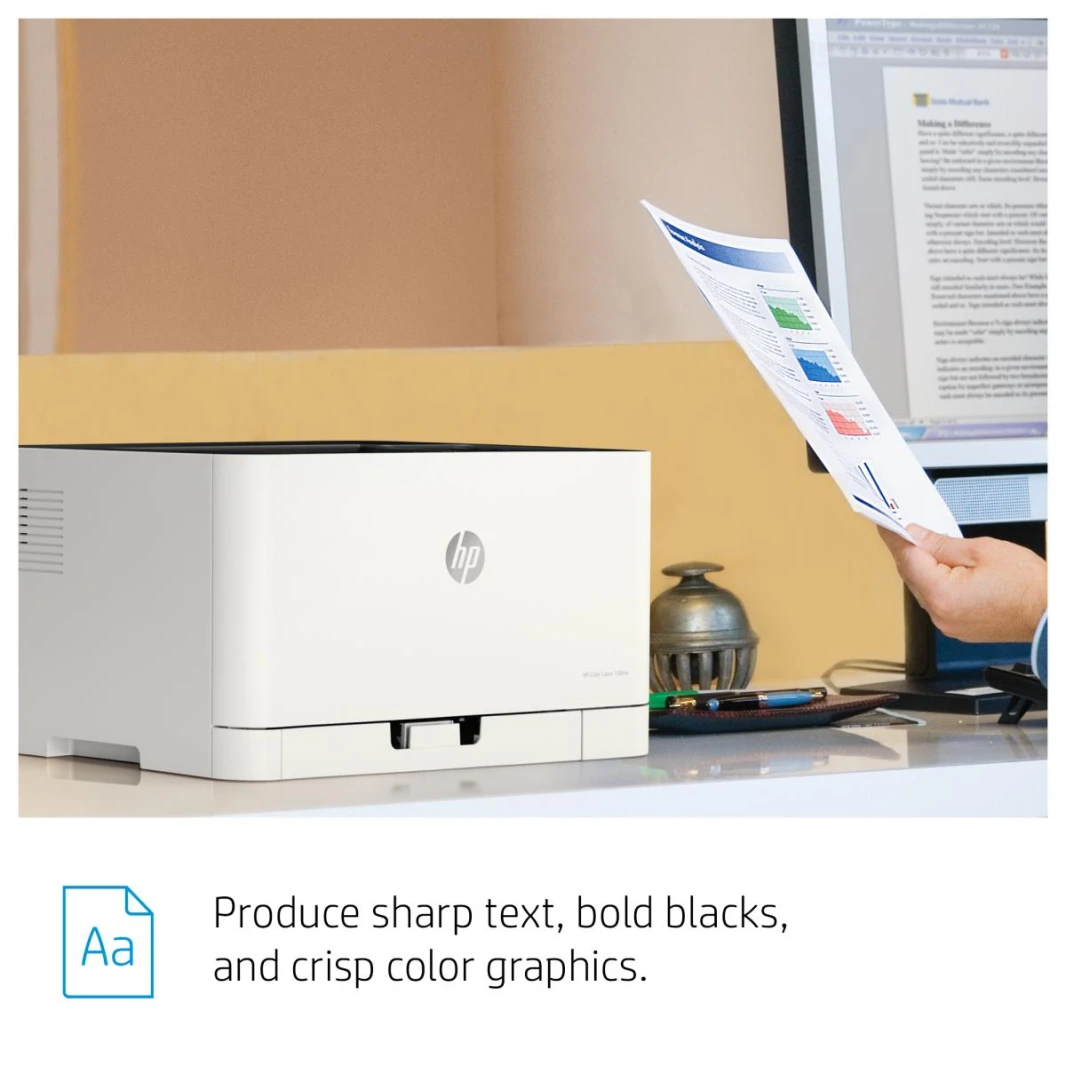 Printer HP 150NW Color Laser Black 18 ppm Color 4 ppm. Network ready, Wi-Fi, cartridges deliver up to 1000 pages black, 700 pages colour 1 Year Warranty