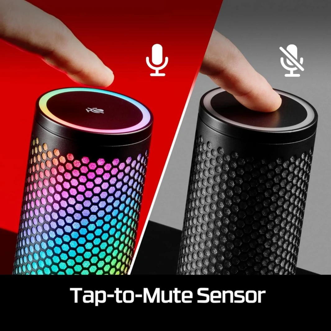 HyperX QuadCast 2 S – USB Microphone, with RGB Lighting, Streaming and Podcasting, with On-Board Controls, LED Lighting, Removable Shock Mount, USB-C - Black