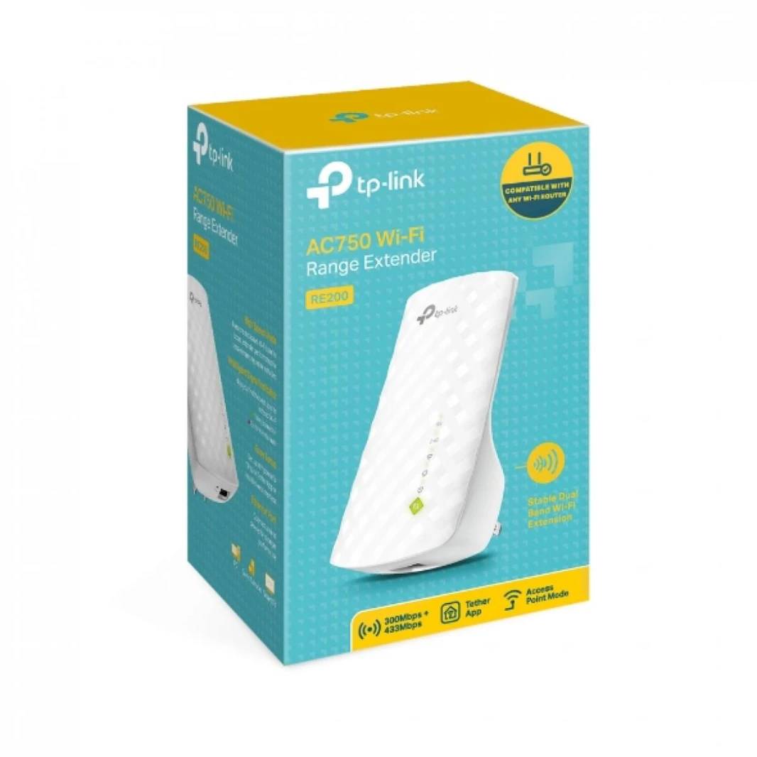 TP-LINK AC750 Wi-Fi Range Extender RE200 Up to 750Mbps | Dual Band WiFi Extender, Repeater, Wifi Signal Booster, Access Point| Easy Set-Up