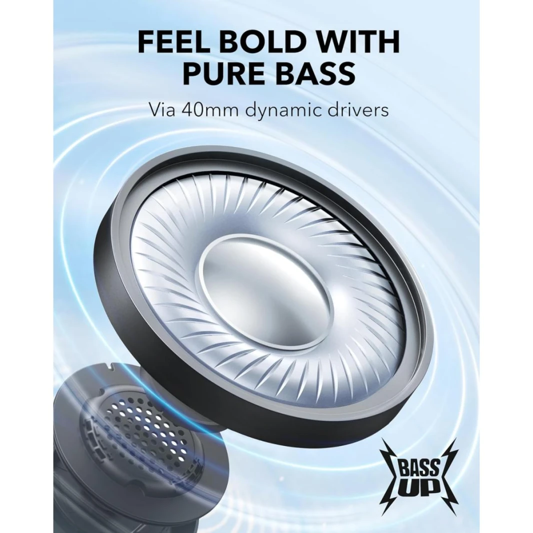 Anker Soundcore H30i Wireless On-Ear Headphones, Foldable Design, Pure Bass, 70H Playtime, Bluetooth 5.3, Lightweight and Comfortable, App Connectivity, Multipoint Connection - 18 Month Warranty