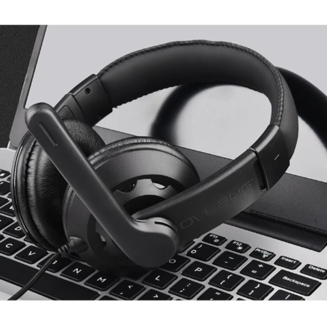 Headset OVLENG OV-P2 3.5mm Gaming Headphone Wired Earphone E-Sports Headphone with Adjustable Noise Cancelling Mic -  Black