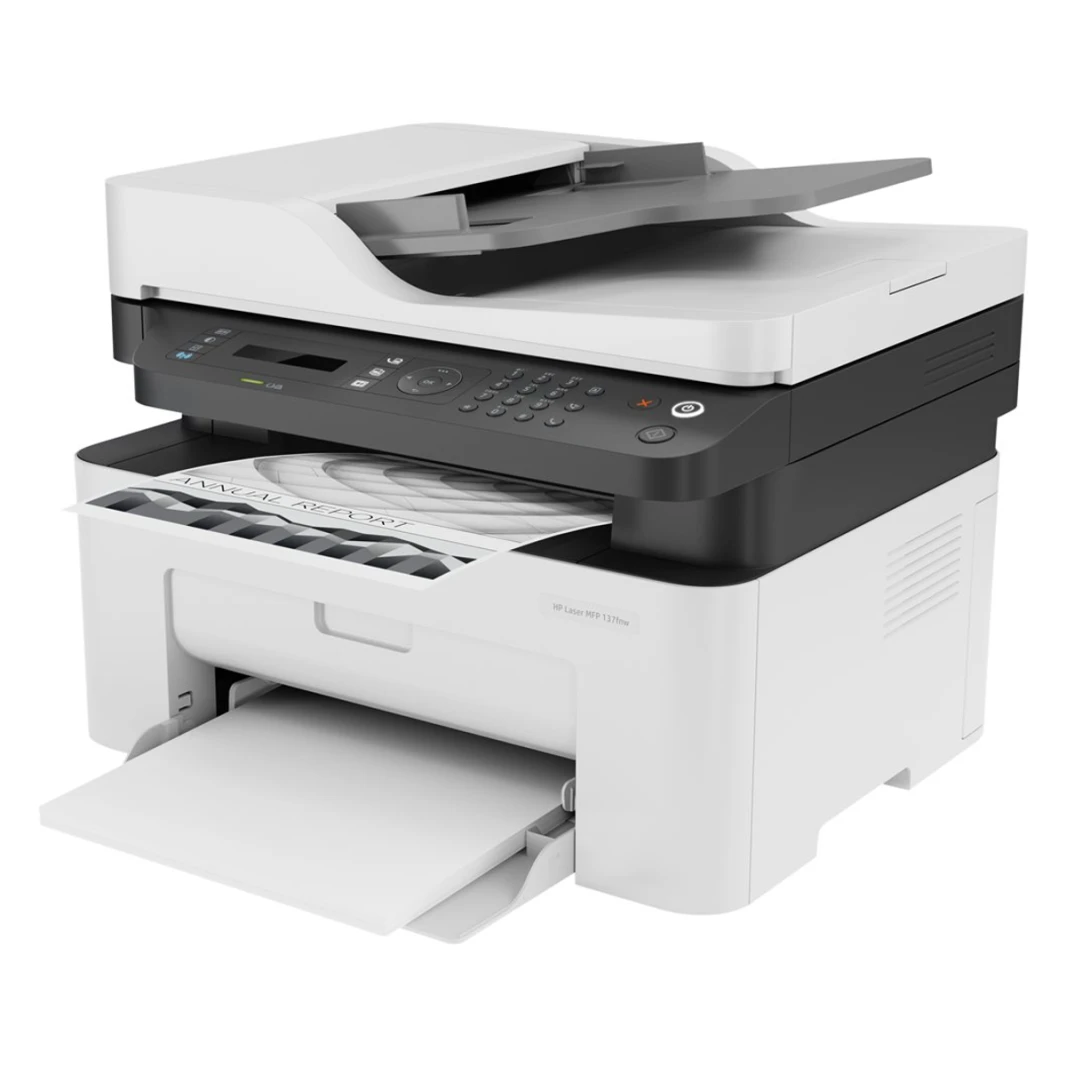 Printer HP Laser MFP 137fnw Print, Copy, Scan, Fax Duplex, Mono printing 1200 x 1200 DPI 21 ppm A4 Wi-Fi & Ethernet LAN 1 Year Warranty