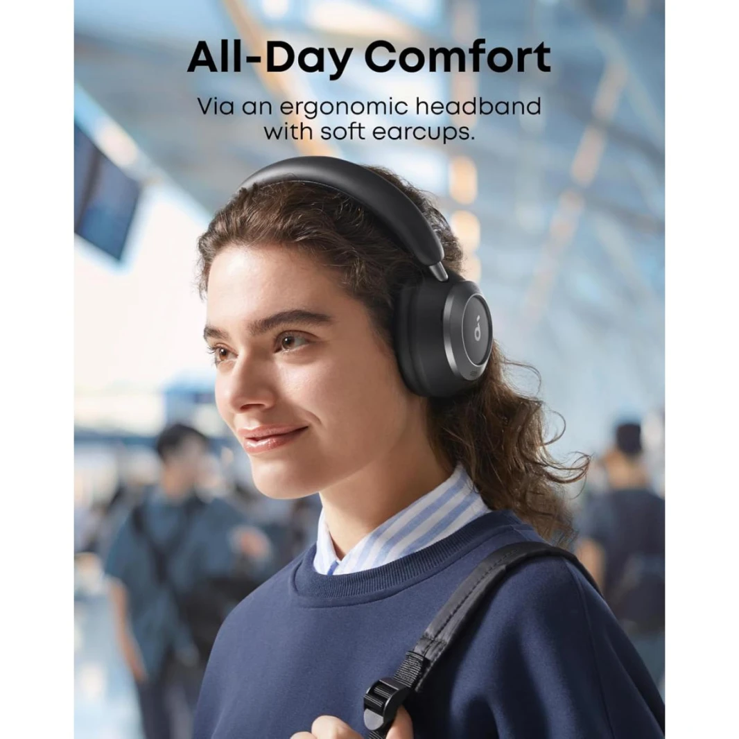 Anker Soundcore Space One Pro, FlexiCurve Over-Ear Headphone, Adaptive Active Noise Cancelling Headphones Driven by 6 Mics, 60H Lossless Audio, Ultra-Fast Charging, Hi-Res Wireless, Comfortable Fit - 18 Month Warranty