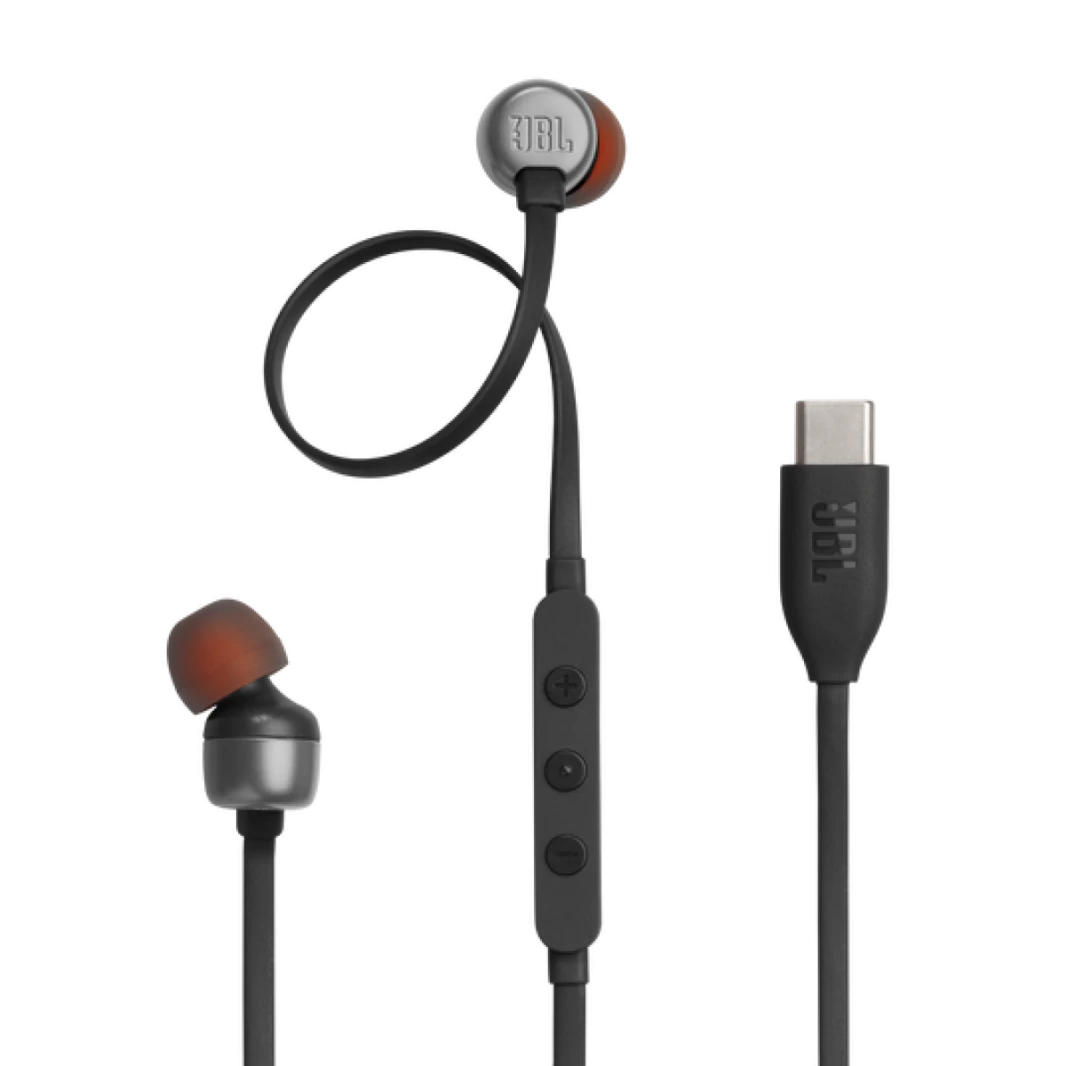 JBL Tune 310C Type-c In-ear headphones with Hi-Res Audio support and JBL Pure Bass Sound, USB-C connectivity, 3-button remote with microphone and EQ presets control - Black