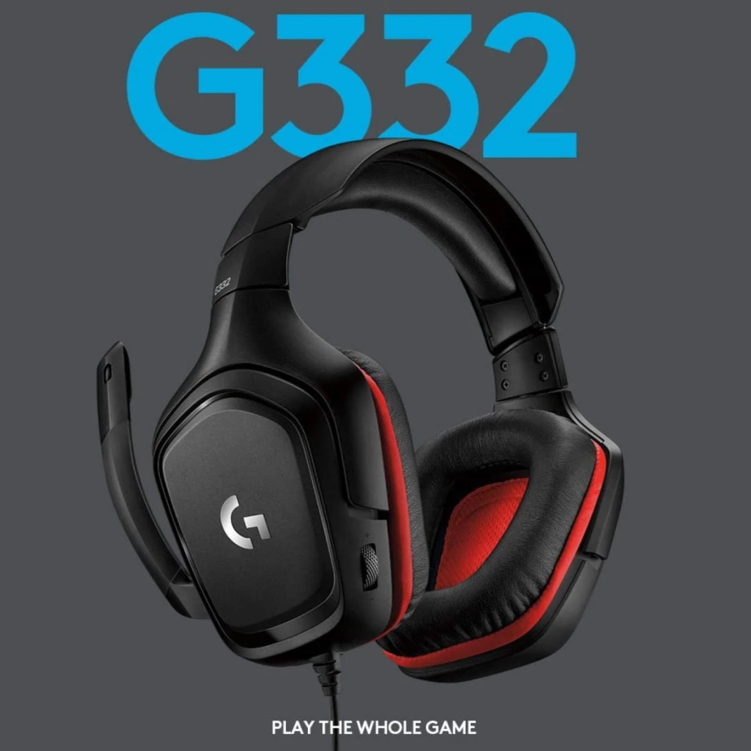 Logitech G332 Wired Gaming Headset, Rotating Leatherette Ear Cups, 3.5 mm Audio Jack, Flip-to-Mute Mic