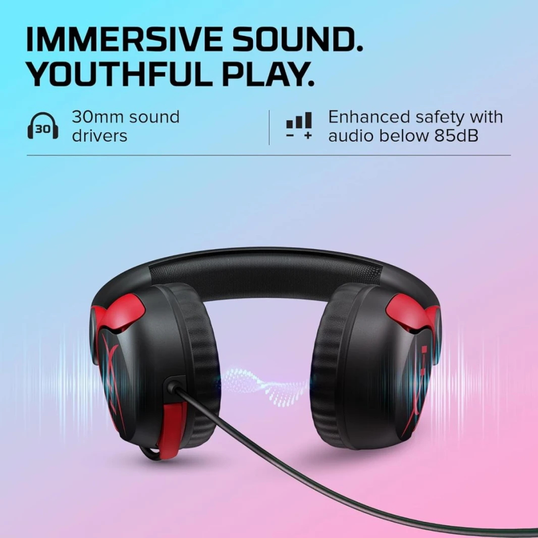 HP HyperX Cloud Mini Wired On Ear Headset 30 mm drivers Lightweight and comfortable Durable microphone with flip-to-mute (For Kids) - Black