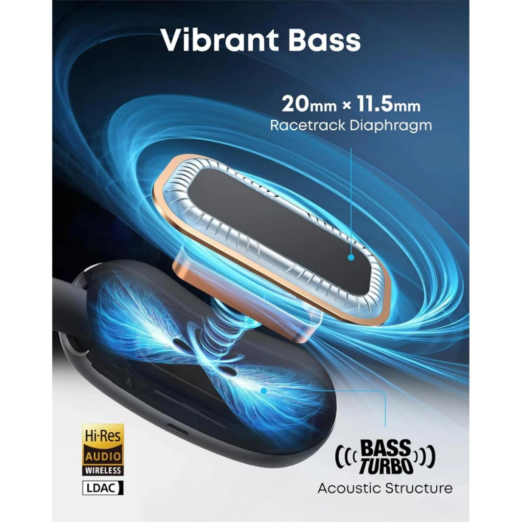 Soundcore AeroFit 2 by Anker, Open-Ear Headphones, Adjustable Ear Hooks, Snug Fit, Rich Bass, Hi-Res, 42H Playtime, Bluetooth 5.4, IP55, AI Clear Calls, Wireless Charging,Translation Earbuds Real Time - 18 Month Warranty