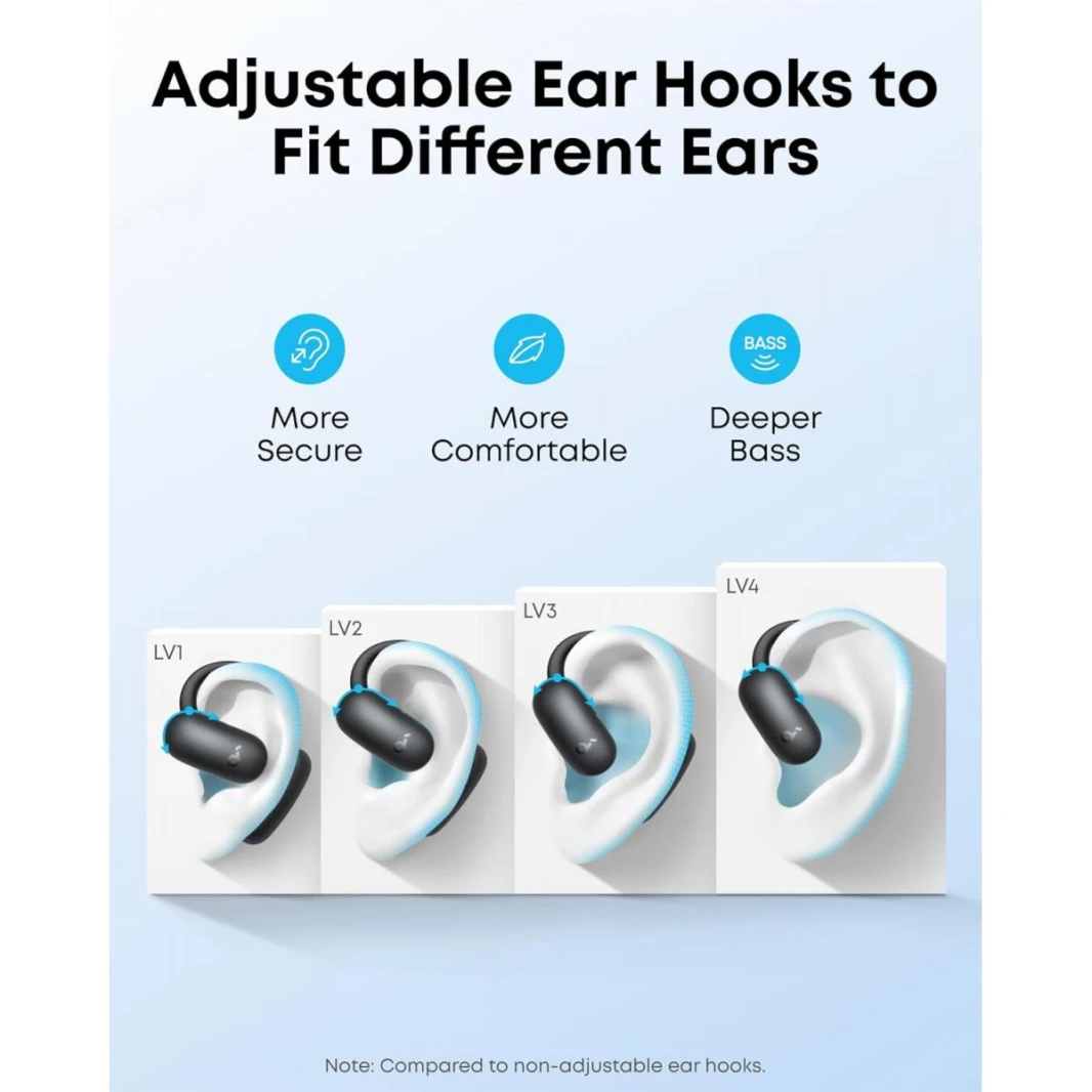 Soundcore AeroFit 2 by Anker, Open-Ear Headphones, Adjustable Ear Hooks, Snug Fit, Rich Bass, Hi-Res, 42H Playtime, Bluetooth 5.4, IP55, AI Clear Calls, Wireless Charging,Translation Earbuds Real Time - 18 Month Warranty