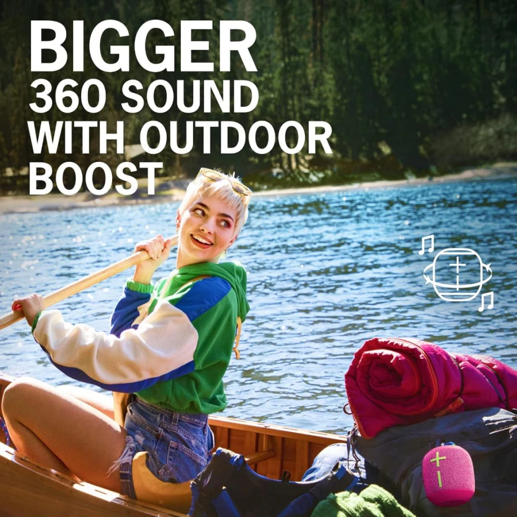 Ultimate Ears WONDERBOOM 3, Small Portable Wireless Bluetooth Speaker, Big Bass 360-Degree Sound for Outdoors, Waterproof, Dustproof IP67, Floatable, 131 ft Range - Performance Blue