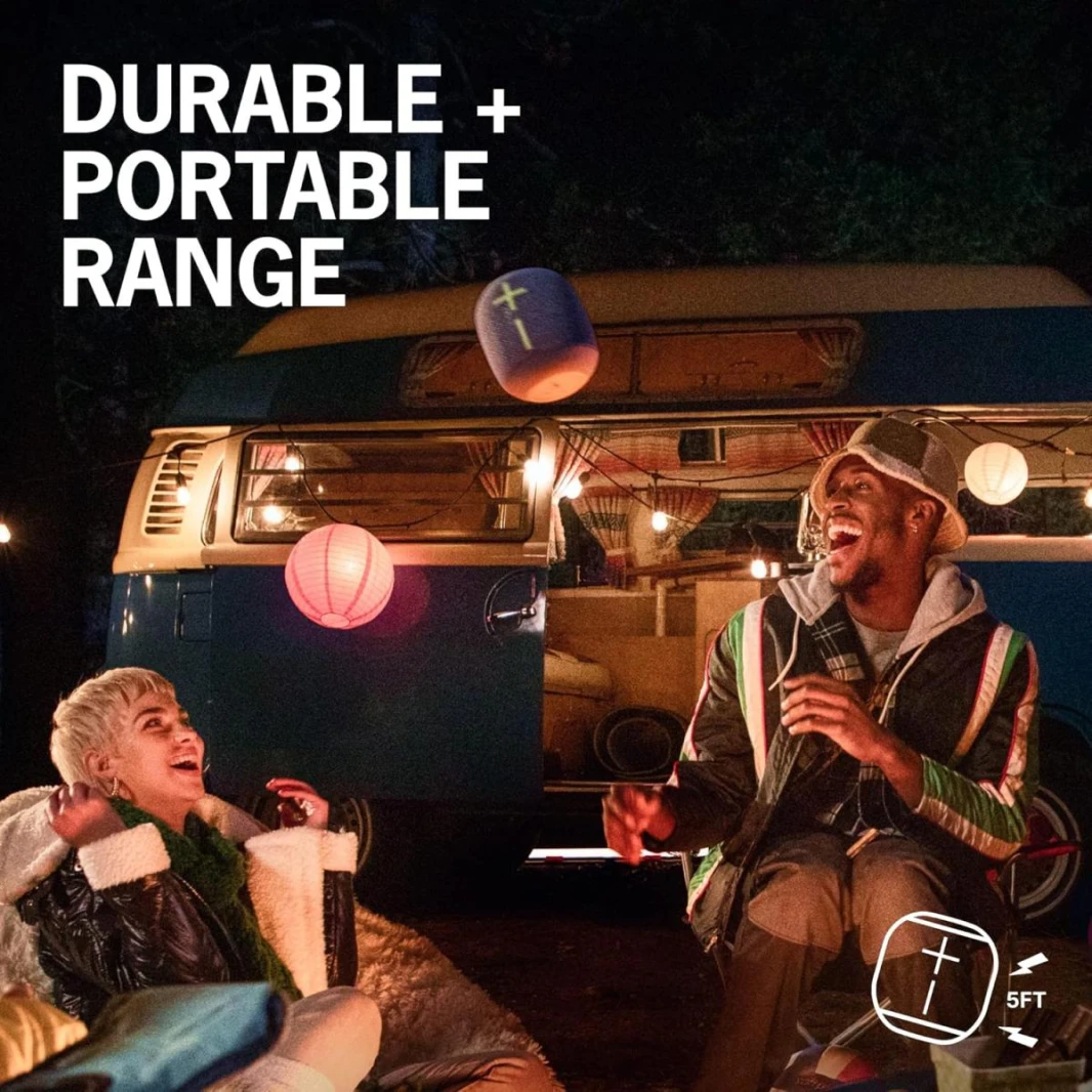 Ultimate Ears WONDERBOOM 3, Small Portable Wireless Bluetooth Speaker, Big Bass 360-Degree Sound for Outdoors, Waterproof, Dustproof IP67, Floatable, 131 ft Range - Performance Blue