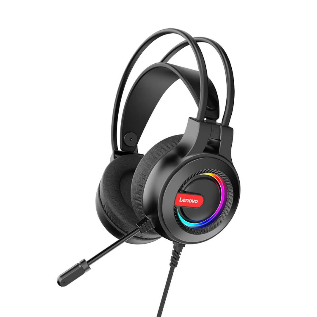 Lenovo G80-A Wired USB Headset 7.1 Stereo RGB Over-Ear Gaming Headphone with Mic Noise Canceling USB for Laptop Computer