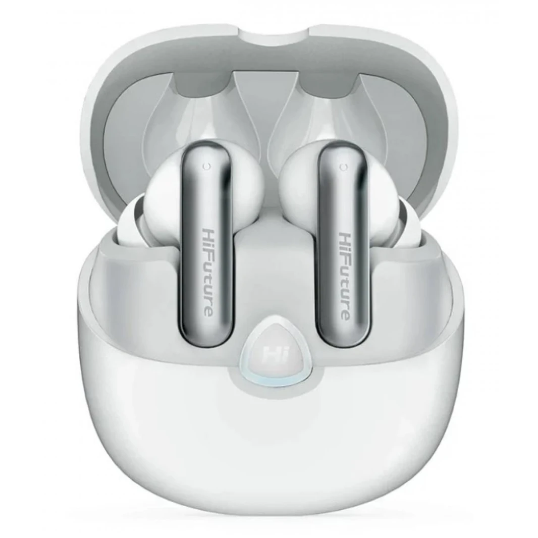HiFuture SonicAIR 4Mic ENC Wireless Earbuds, Up to 35Hrs Playtime, IPX5 Waterproof, Comfort Fit, 10MM Driver, Soft Bass, Light weight, AI Voice Assistant (White)