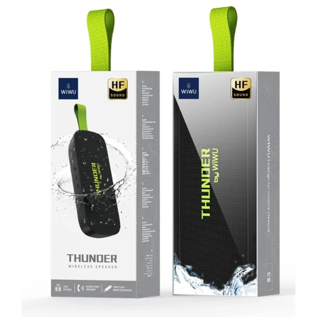 WiWU Thunder Wireless Portable Speaker H2 Support Bluetooth call, 1200Mah Support TWS Function