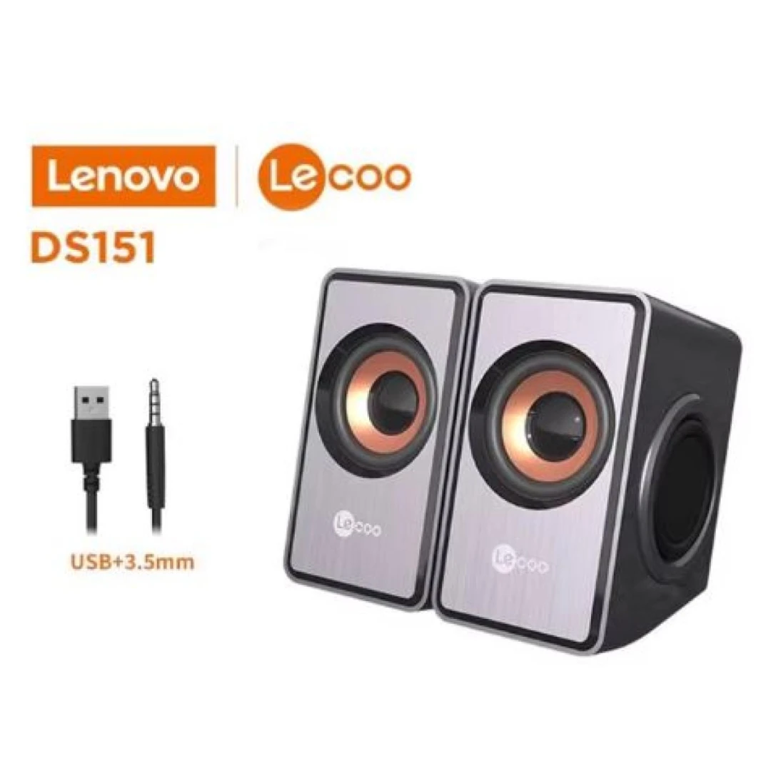 Lenovo's Sub-Brand Lecoo DS151 Audio Computer Desktop Speaker 4D Sound Dual Speaker Dual Diaphragms Subwoofer Wired USB Multimedia