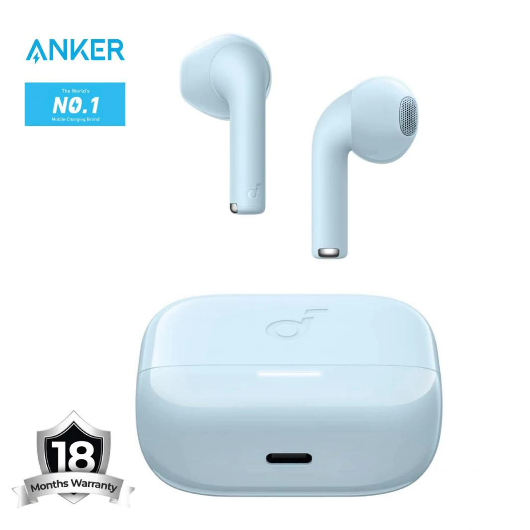 Soundcore K20i Anker, Semi-in-Ear Earbuds, Bluetooth 5.3, 36H Playtime, Fast Charge, Clear Sound, Comfortable, ENC 2-Mic, Custom EQ, IPX5,  App Control Blue - 18 Month Warranty