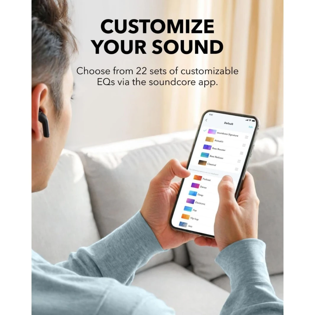 Soundcore K20i Anker, Semi-in-Ear Earbuds, Bluetooth 5.3, 36H Playtime, Fast Charge, Clear Sound, Comfortable, ENC 2-Mic, Custom EQ, IPX5,  App Control Blue - 18 Month Warranty
