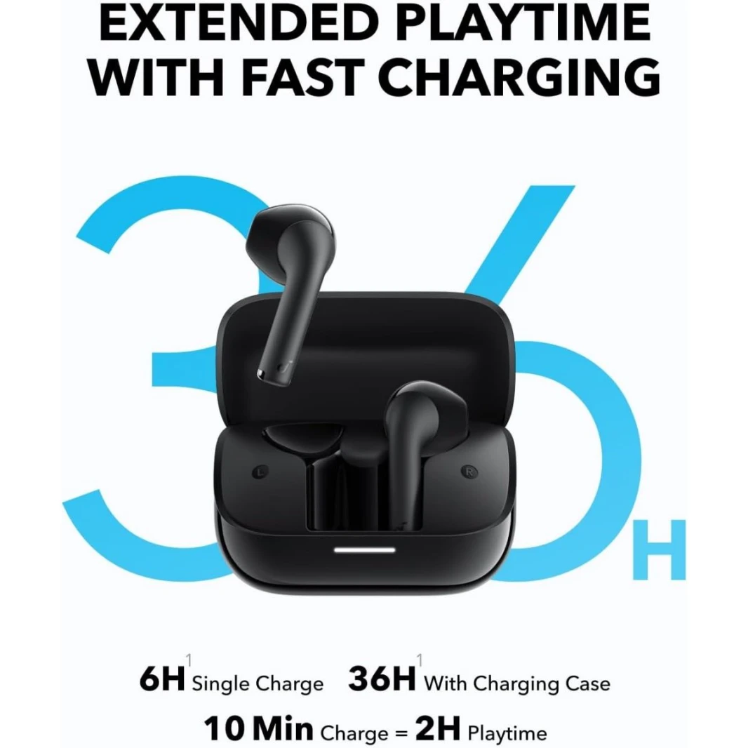 Soundcore K20i Anker, Semi-in-Ear Earbuds, Bluetooth 5.3, 36H Playtime, Fast Charge, Clear Sound, Comfortable, ENC 2-Mic, Custom EQ, IPX5,  App Control Blue - 18 Month Warranty