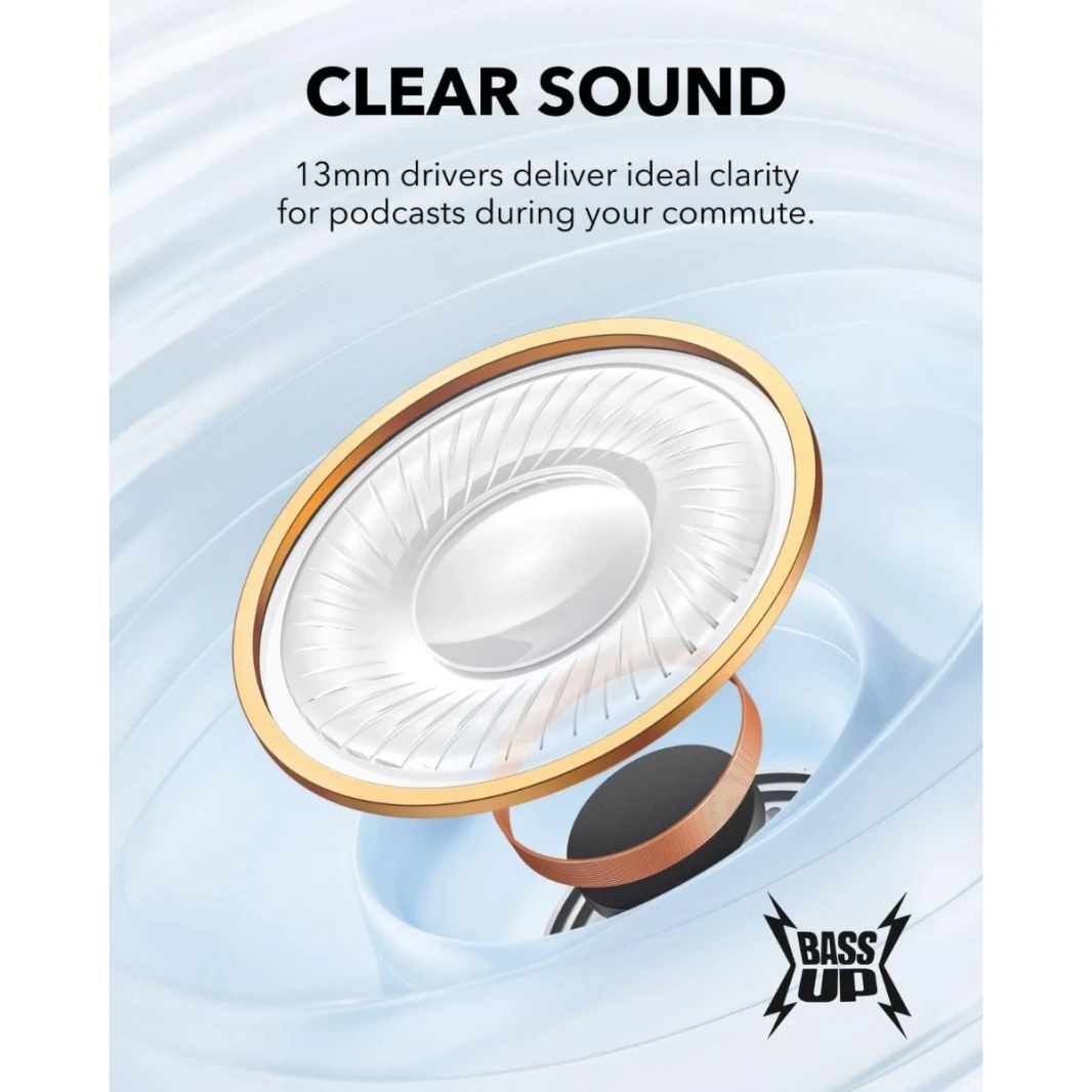 Soundcore K20i Anker, Semi-in-Ear Earbuds, Bluetooth 5.3, 36H Playtime, Fast Charge, Clear Sound, Comfortable, ENC 2-Mic, Custom EQ, IPX5,  App Control Blue - 18 Month Warranty