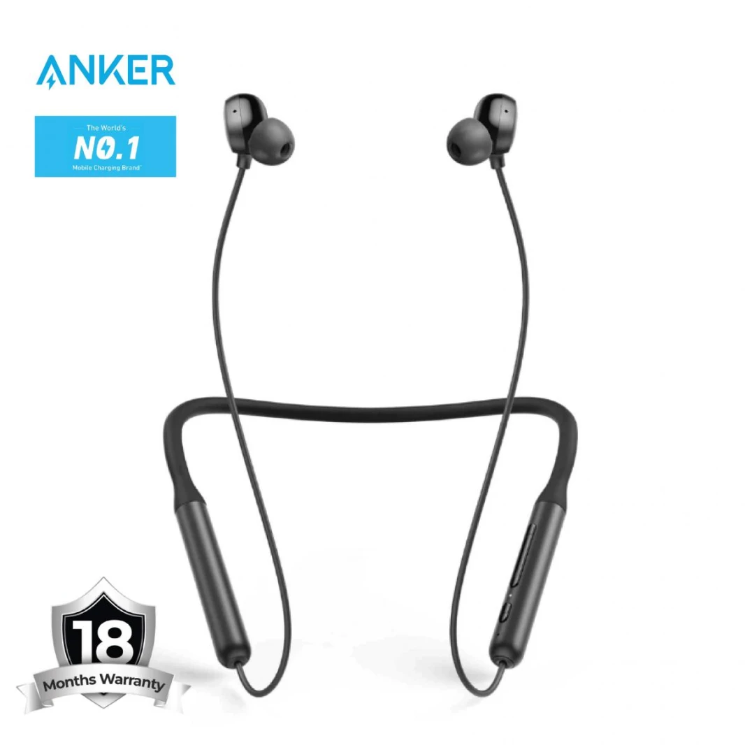 Anker soundcore life u2i bluetooth neckband with 22 h playtime, 10 mm drivers, clear calls, usb-c fast charging, foldable & lightweight build, ipx5 waterproof Black - 18 Month Warranty