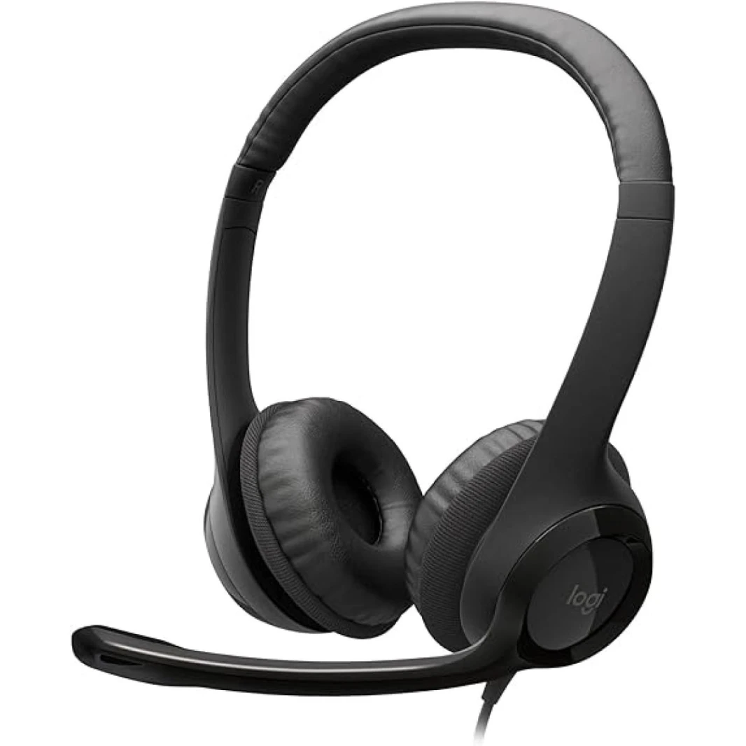Logitech H390 Wired Headset for PC/Laptop, Stereo Headphones with Noise Cancelling Microphone, USB, In-Line Controls, Works with Chromebook - Black