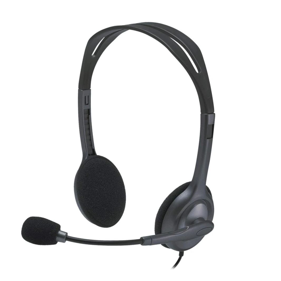 Logitech H111 Wired Stereo Headset On Ear Headphones With Mic Black - Black