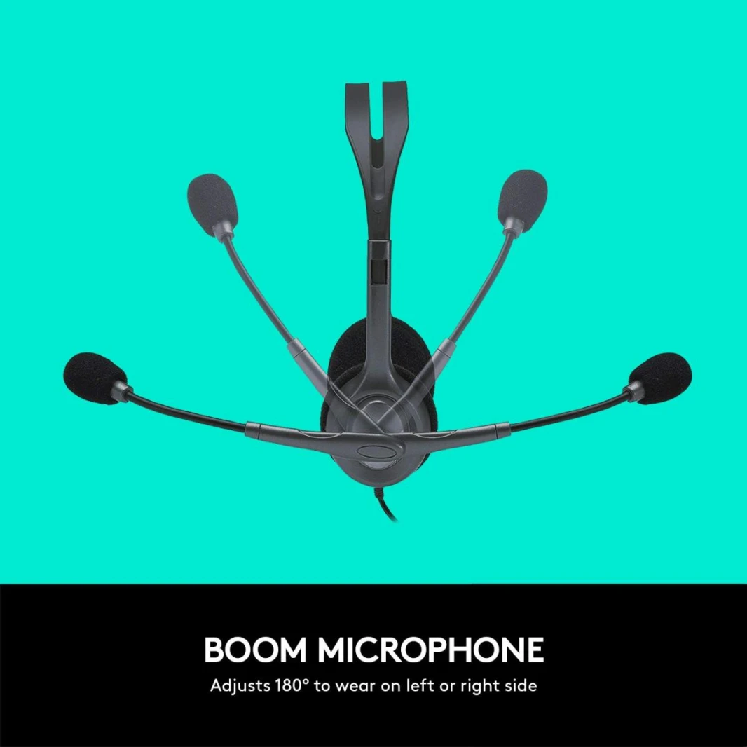 Logitech H111 Wired Stereo Headset On Ear Headphones With Mic Black - Black