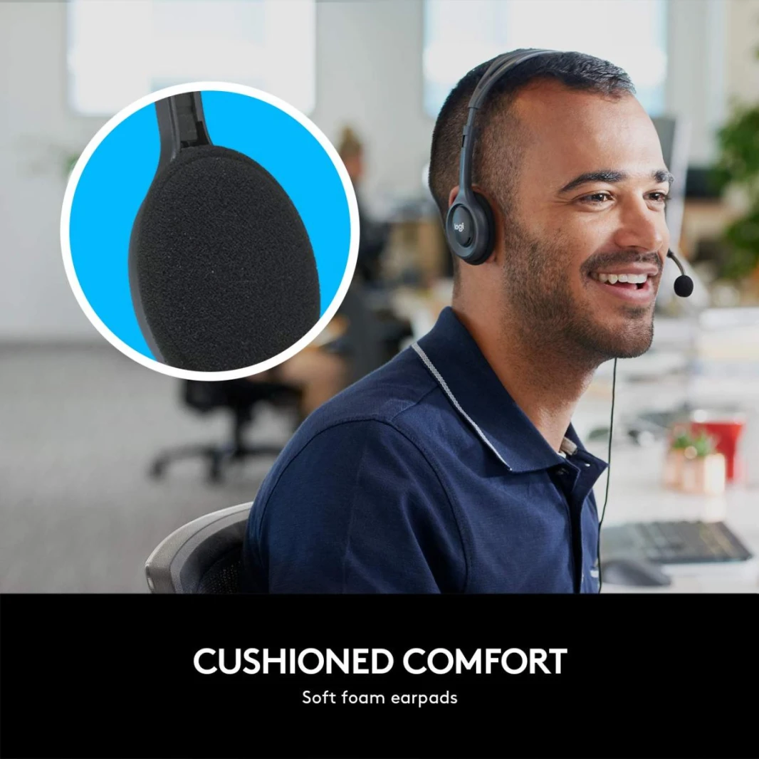 Logitech H111 Wired Stereo Headset On Ear Headphones With Mic Black - Black