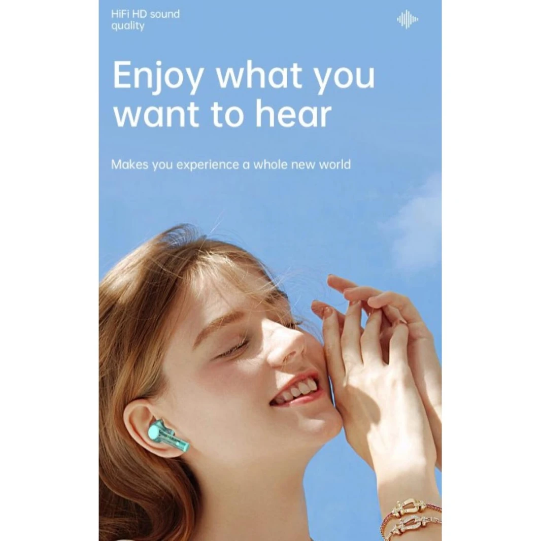 WiWU Newest Design TWS-12 Wireless Bluetooth V5.3 Earbuds 5h For Music, 4H For Phone Call Multiple colors  - Green