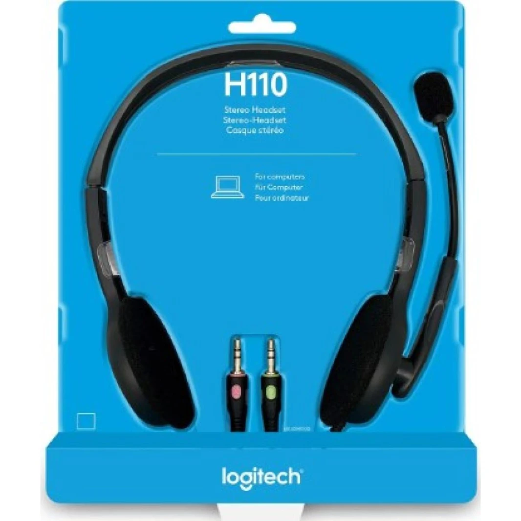 Logitech H110 Stereo Headset 3.5mm Dual Plug Computer