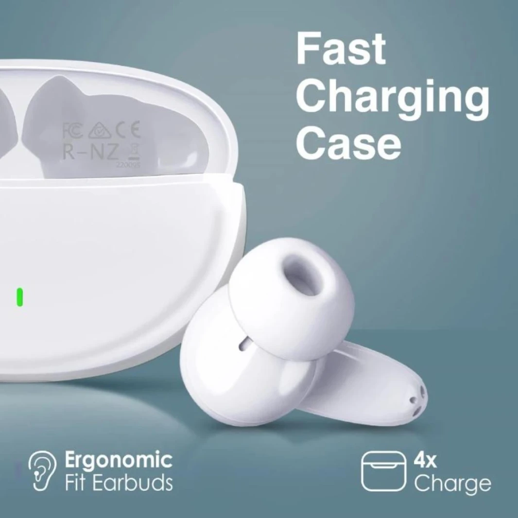 Promate True Wireless Earbuds,In-Ear Bluetooth v5.1 HD Earphones with Mic,IPX5 Water Resistance,20H Playback Time,Intelligent Touch Controls and Smart Auto - White