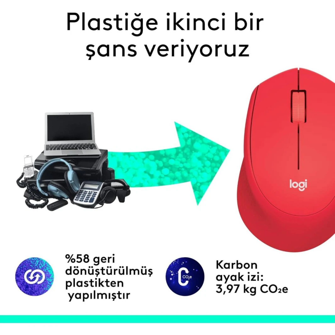 Logitech M330 Silent Mouse, Wireless,  (Red)