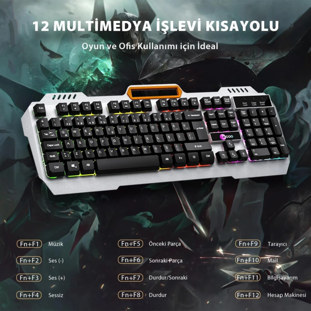 Lenovo Lecoo KB123 USB Wired Gaming Keyboard - Rainbow Effect, Mechanical Feeling Silent, Membrane Gaming
