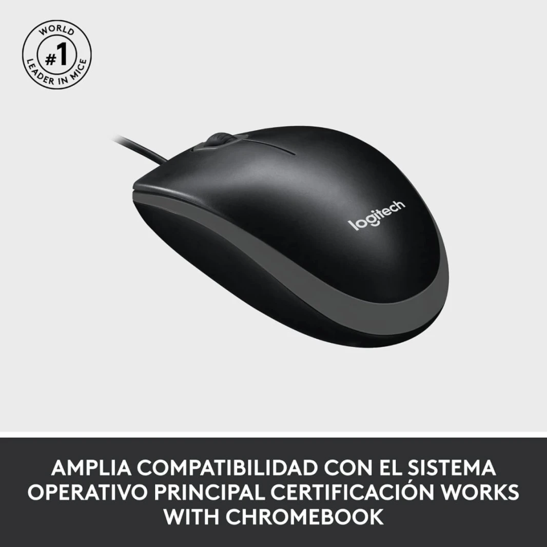 Logitech Mouse M100 High-Definition Optical Tracking (1000 DPI) Smooth Cursor Control - Black