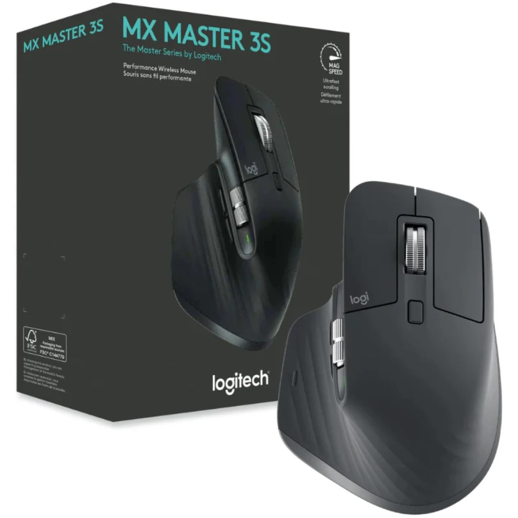 Logitech MX Master 3S - Wireless Performance Mouse with Ultra-fast Scrolling, Ergo, 8K DPI, Track on Glass, Quiet Clicks, USB-C, Bluetooth, Windows, Linux, Chrome - Graphite