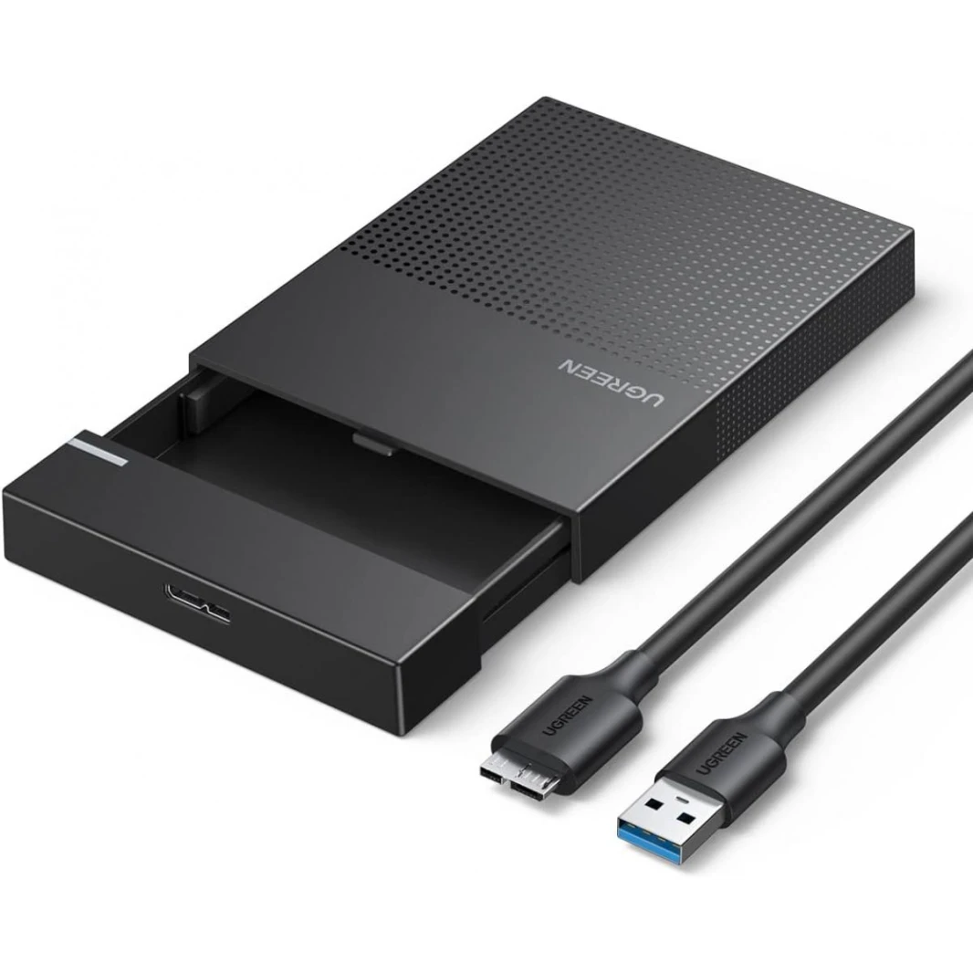 UGREEN 2.5 Inch Hard Drive Enclosure, USB 3.0 External SATA HDD Caddy Case, UASP, Compatible with HDD SSD EVO WD Seagate Crucial Kingston, Tool-free Drive-free for Windows macOS Linux PS4 Xbox