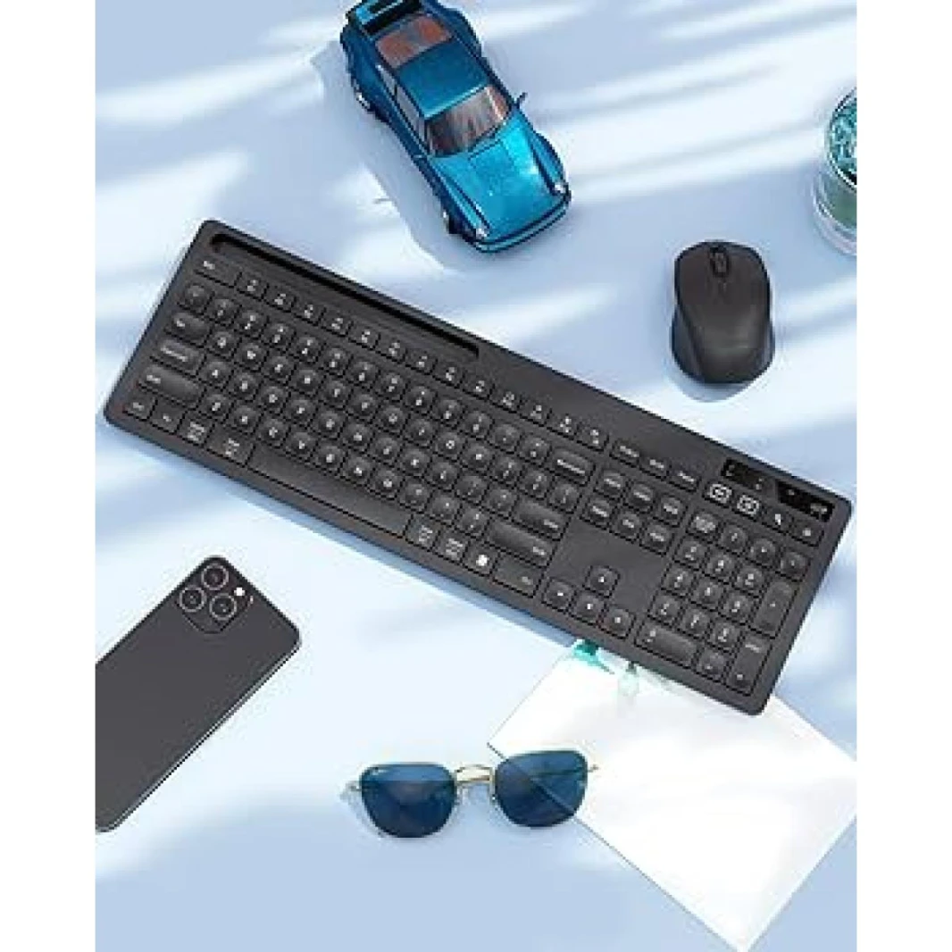 FD K780T Multi-Device Wireless Keyboard & Bluetooth for Computer, Phone and Tablet, Windows, Mac FLOW Cross-Computer Control Compatible - Speckles Arabic / English